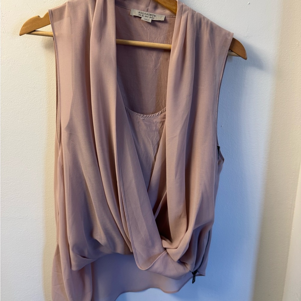 All Saints Sleeveless Draped Tank in Blush
